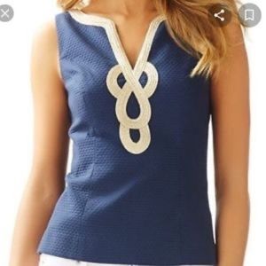 Lilly Pulitzer Janice top, navy and gold, size 00